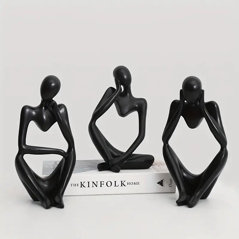 Modern Abstract Thinker Statue Sculpture - 3 Pieces Set