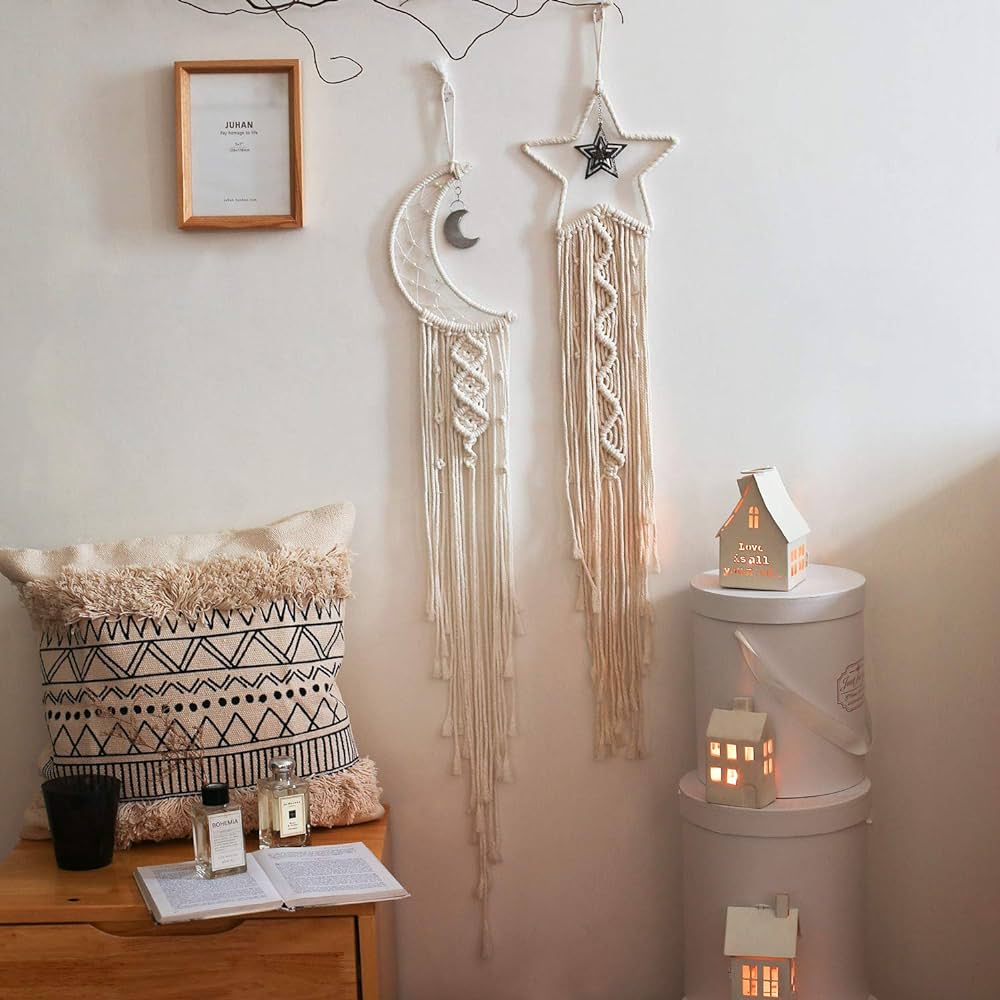 Dreamcatcher Macrame Moon and Star Home Decor