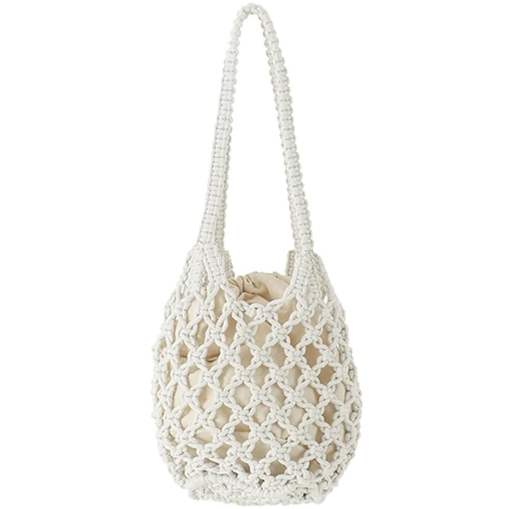 Women Bohemian Woven Shoulder Bag, Lightweight Hollow Out Bucket Purse Handbag with Long Handle Summer Beach Casual Tote