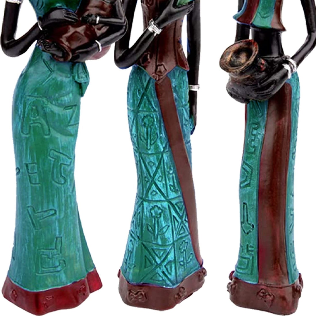 African Tribal Women Art Piece (Set of 3, Green and Black Color)